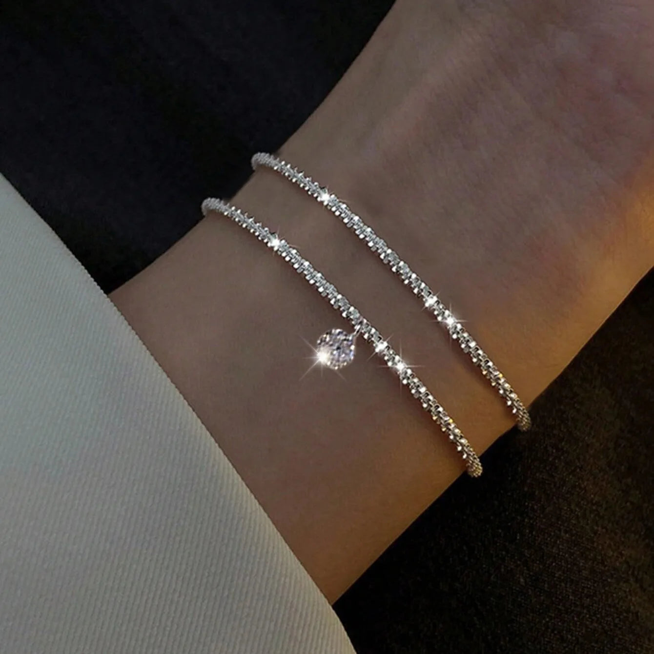 2Pcs Sparkling Bracelet Set For Women