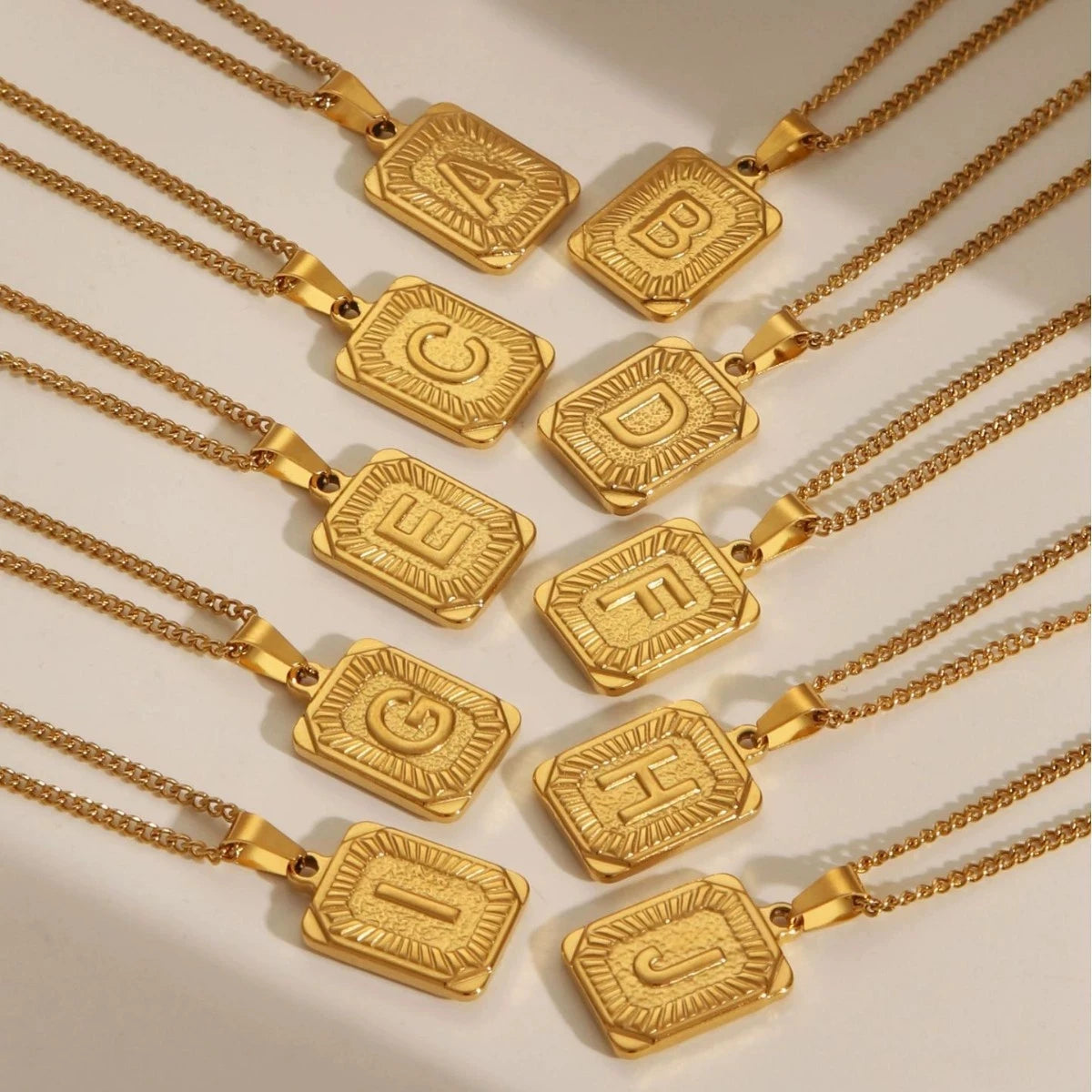 A-Z Alphabet Cute Square Initial Letter Necklace  for Women