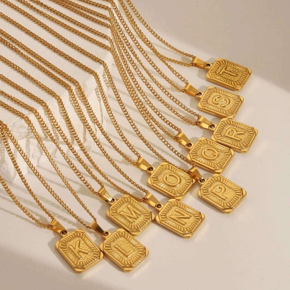 A-Z Alphabet Cute Square Initial Letter Necklace  for Women