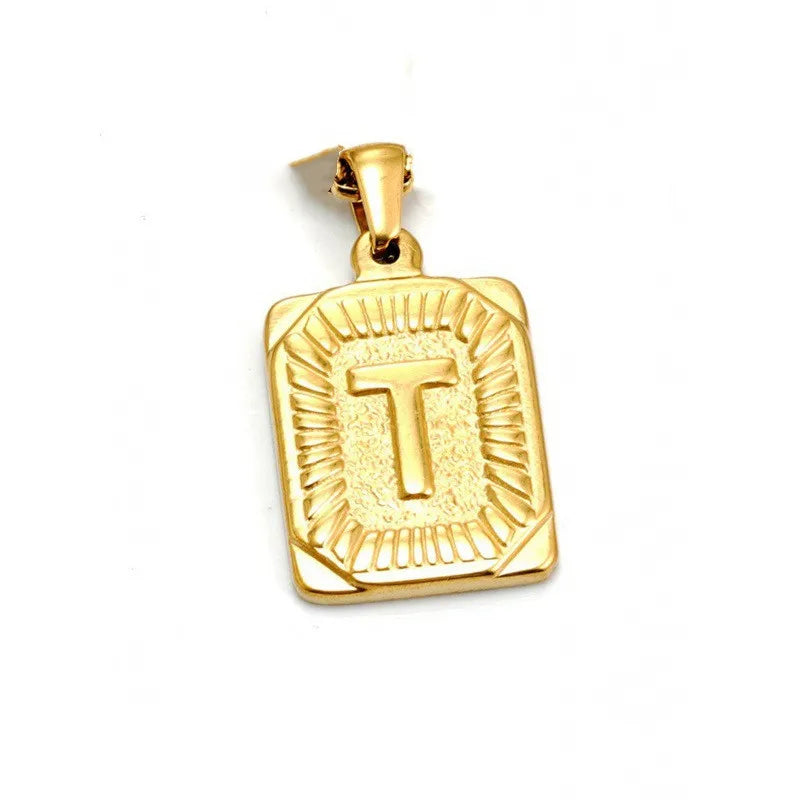 A-Z Alphabet Cute Square Initial Letter Necklace  for Women